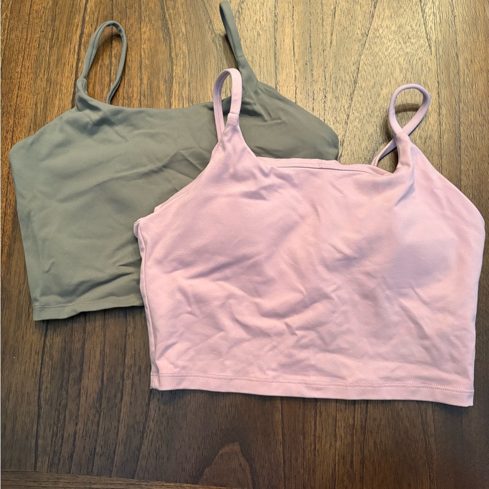 Pink and Green athletic Crop Tops